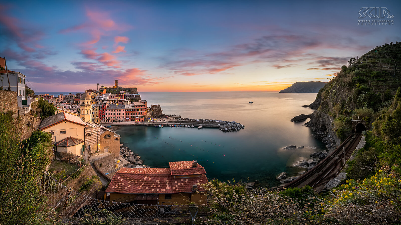 Vernazza - Sunset Panorama image of the beautiful village of Vernazza in Cinque Terre just after sunset Stefan Cruysberghs